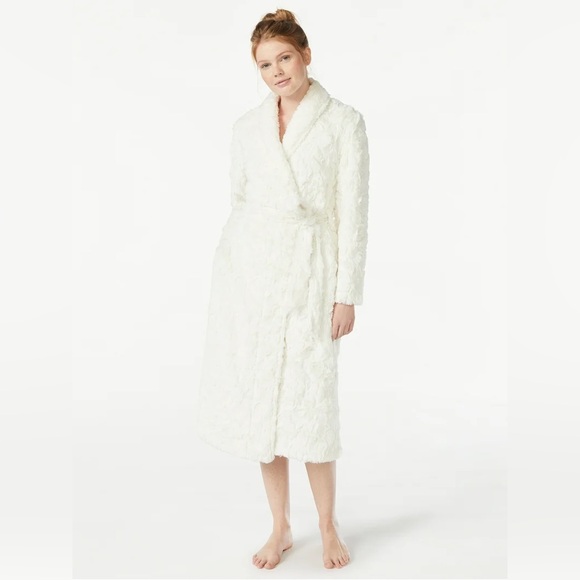 Joyspun Women’s Plush Sleep Robe Winter White  Size 2X EUC - Picture 1 of 8